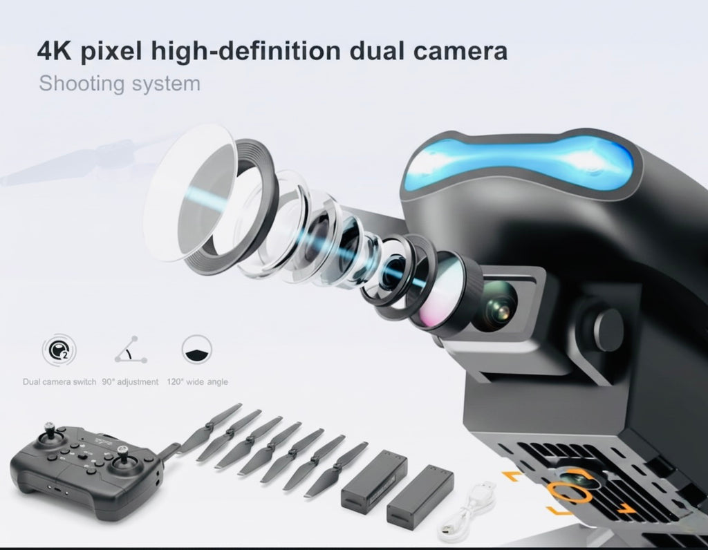 Foldable 4K GPS Drone with Dual Batteries and Carrying Case