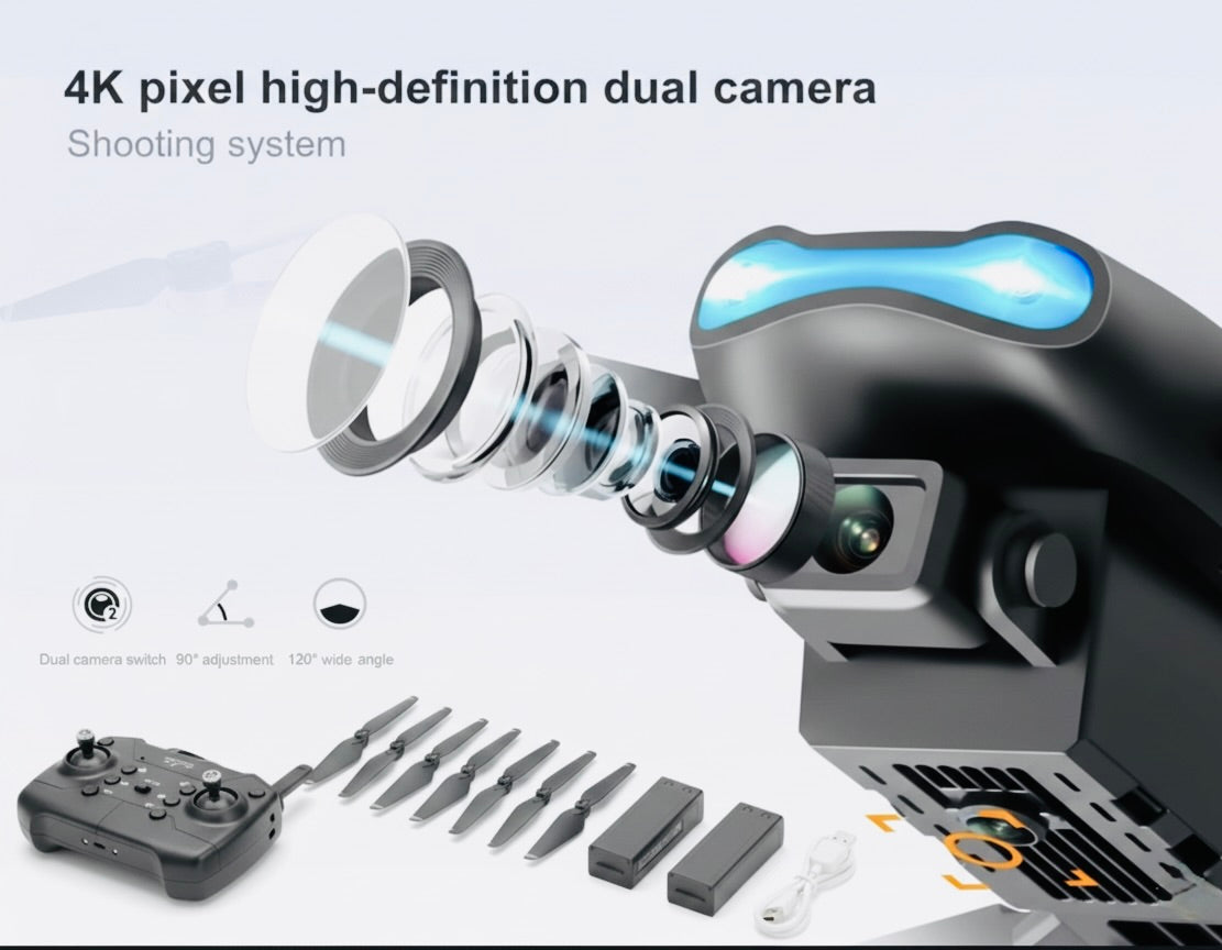 Foldable 4K GPS Drone with Dual Batteries and Carrying Case