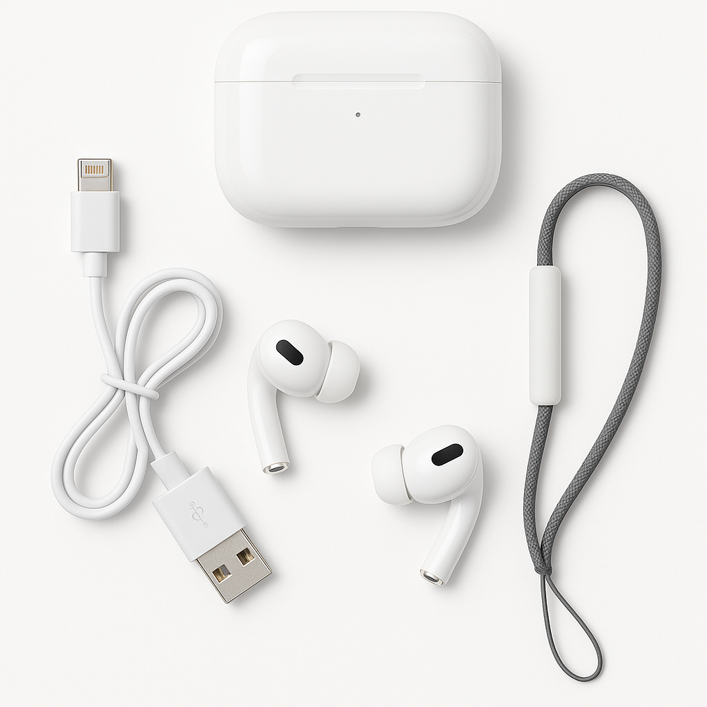 Premium Wireless Earbuds with Charging Case, Type-C Cable & Strap | Bluetooth 5.3, Deep Bass, Noise Cancellation, Long Battery Backup