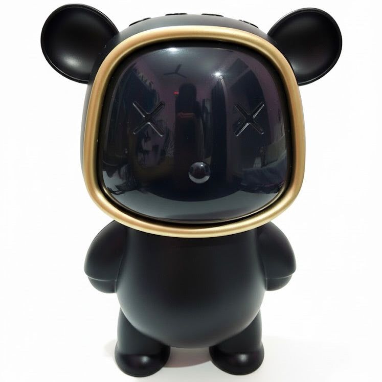 A stylish, art-inspired bear silhouette with a smooth Matte Black finish and eye-catching Gold Accents. It's the perfect statement piece for your home or office desk.